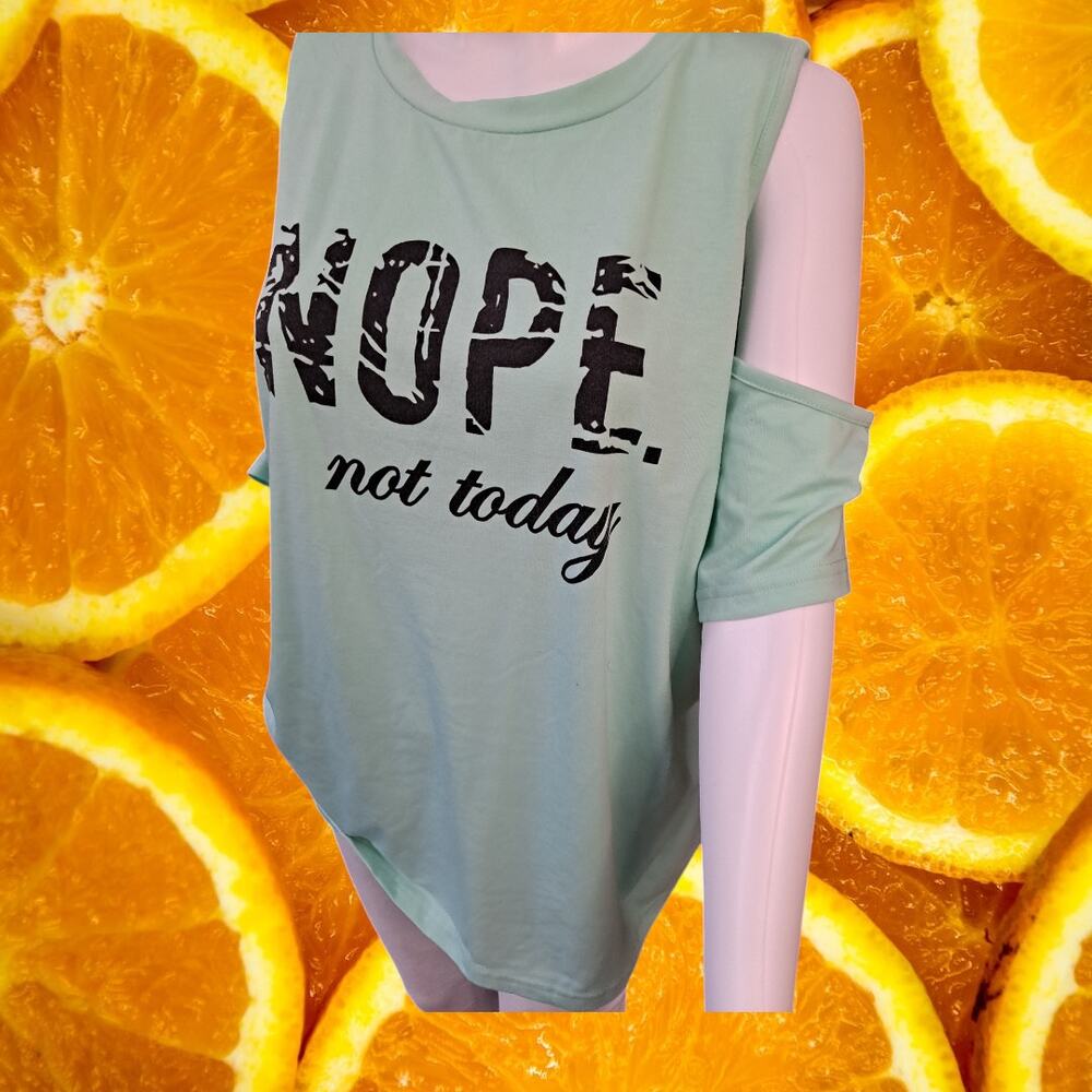 Greathe‎ Women's Casual Nope Style Letter Print Round Neck Knit Tank Top Size XL